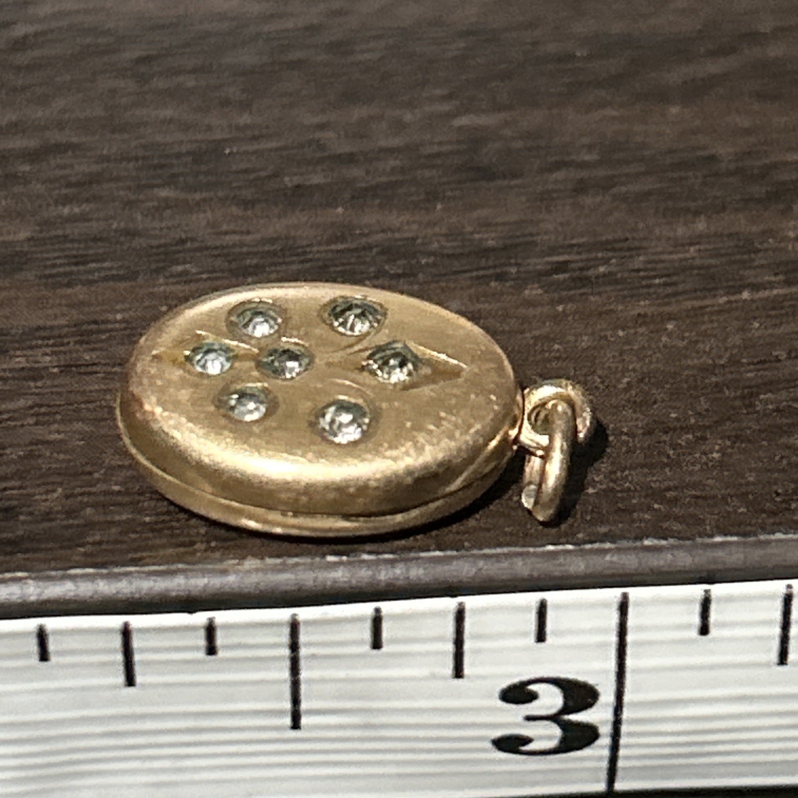 Antique 2g Victorian Rose Gold Filled Oval Locket Fluer de Lis Paste Stones Tiny