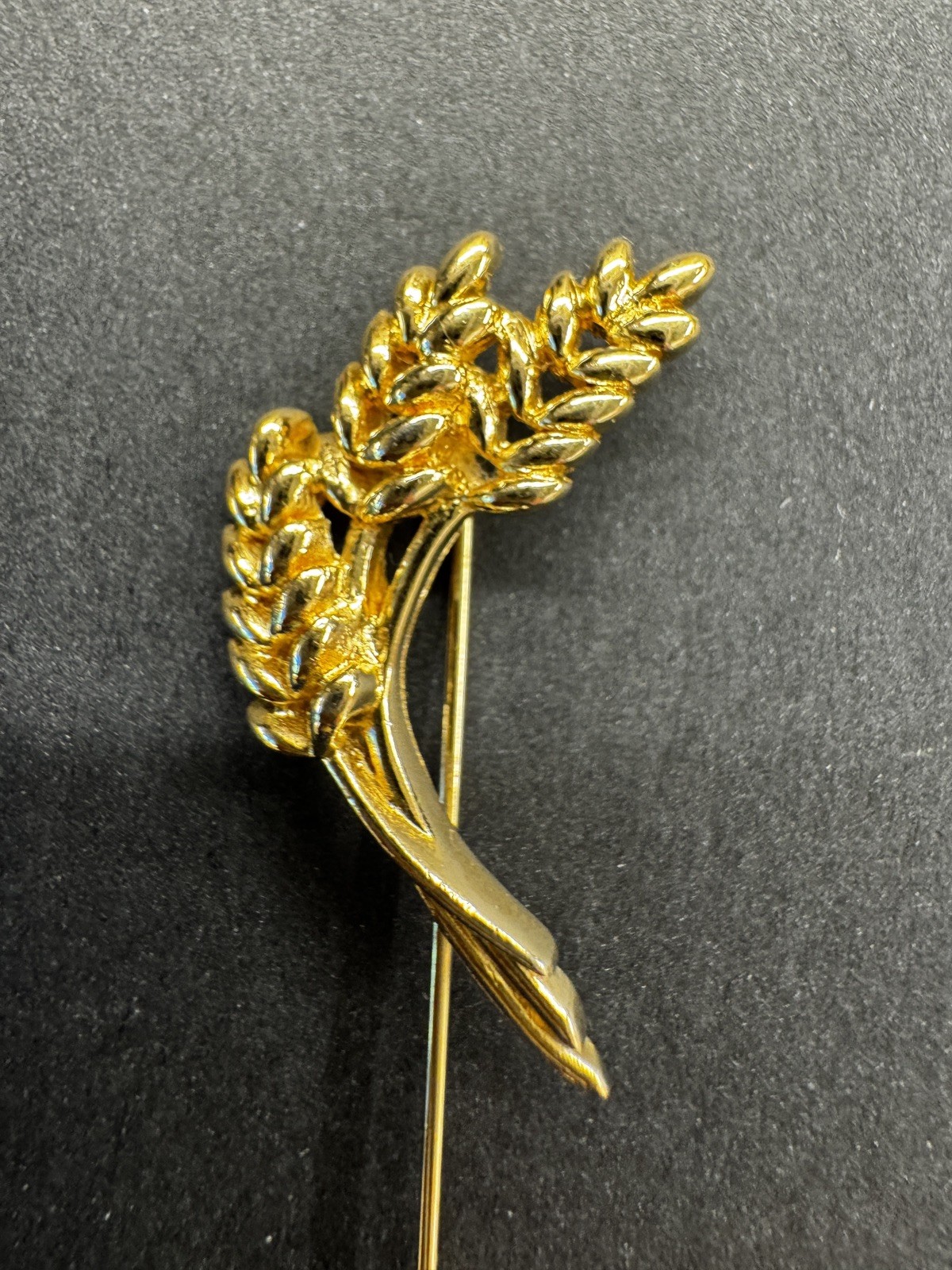 Vintage Crown signed Trifari Wheat Stick Pin – Gold Tone Lapel Pin.