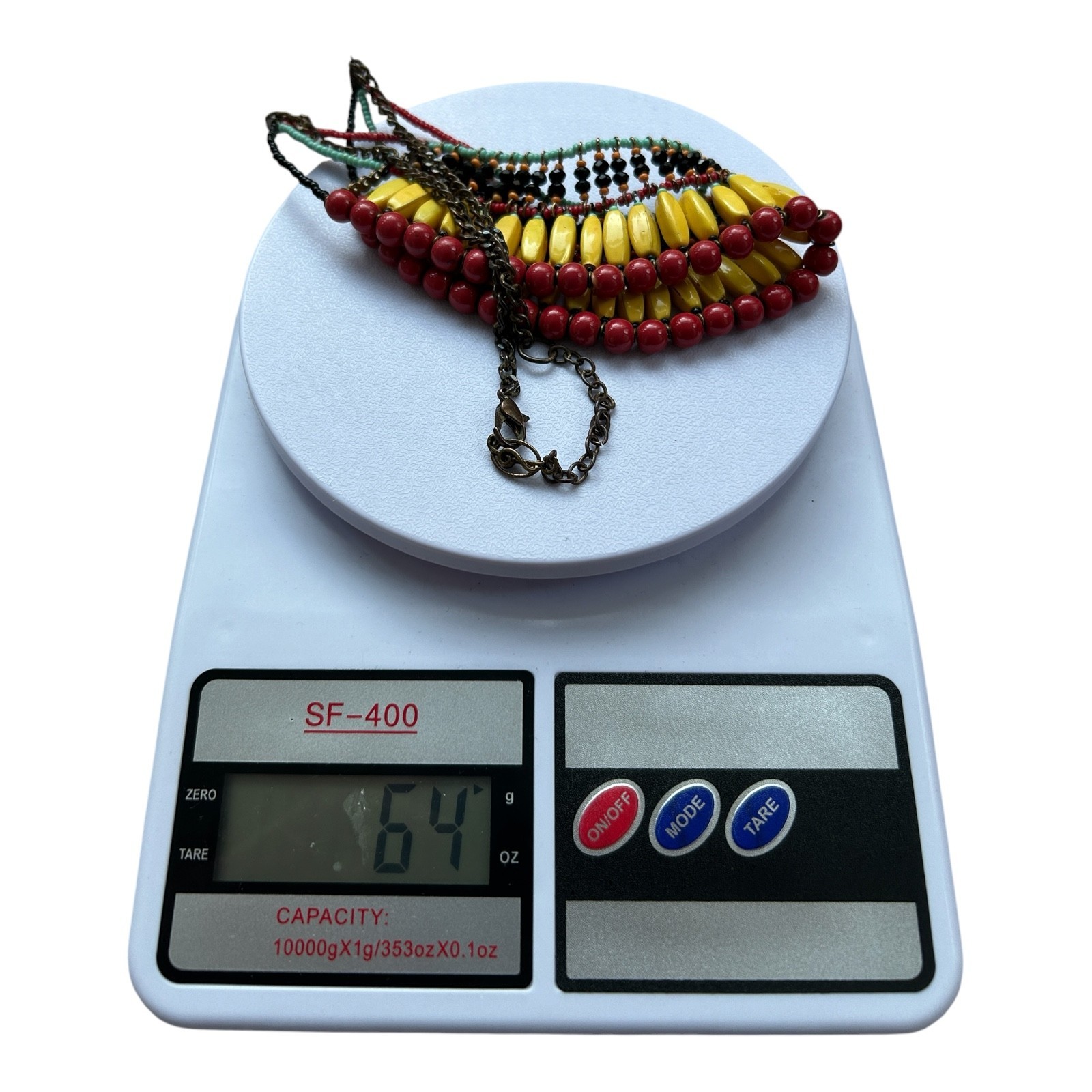 Vintage Tribal Statement Necklace Multicolor Beaded Bib Boho Ethnic Choker