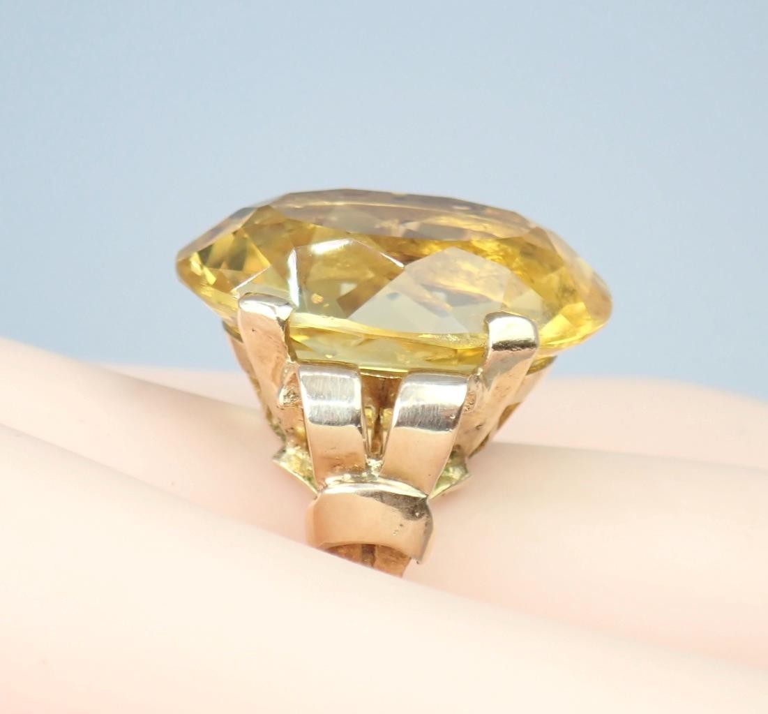 Beautiful Vintage Mid Century 9K Gold 13.3Ct Citrine Cocktail Ring 1960s Sz 8.25