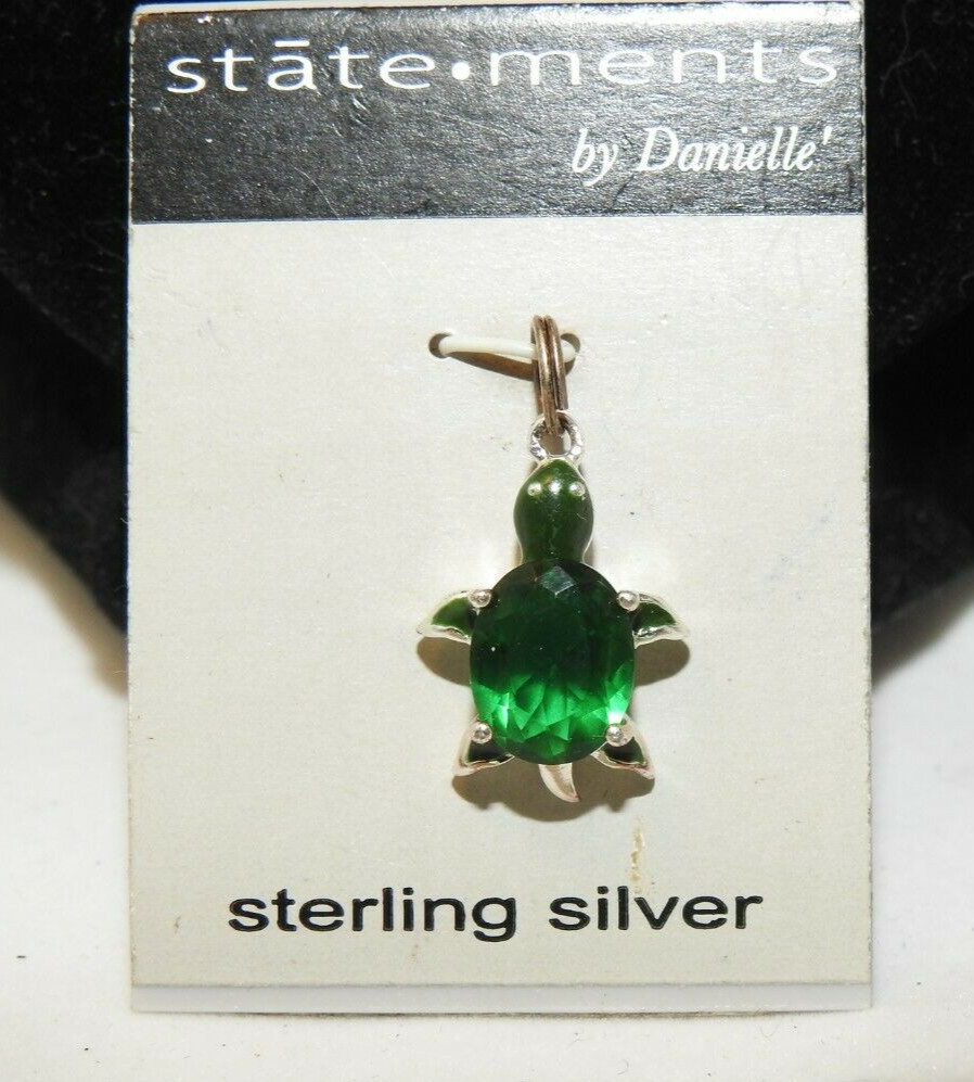 Vintage Statements by Danielle Sterling Silver w Green Stone Turtle charm