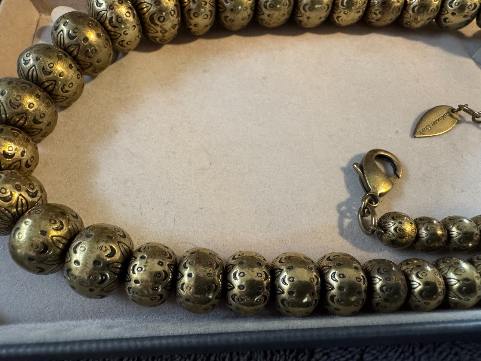Vintage Coldwater Creek Gold-Toned Metal Graduated Beads Strand Necklace w/ Case
