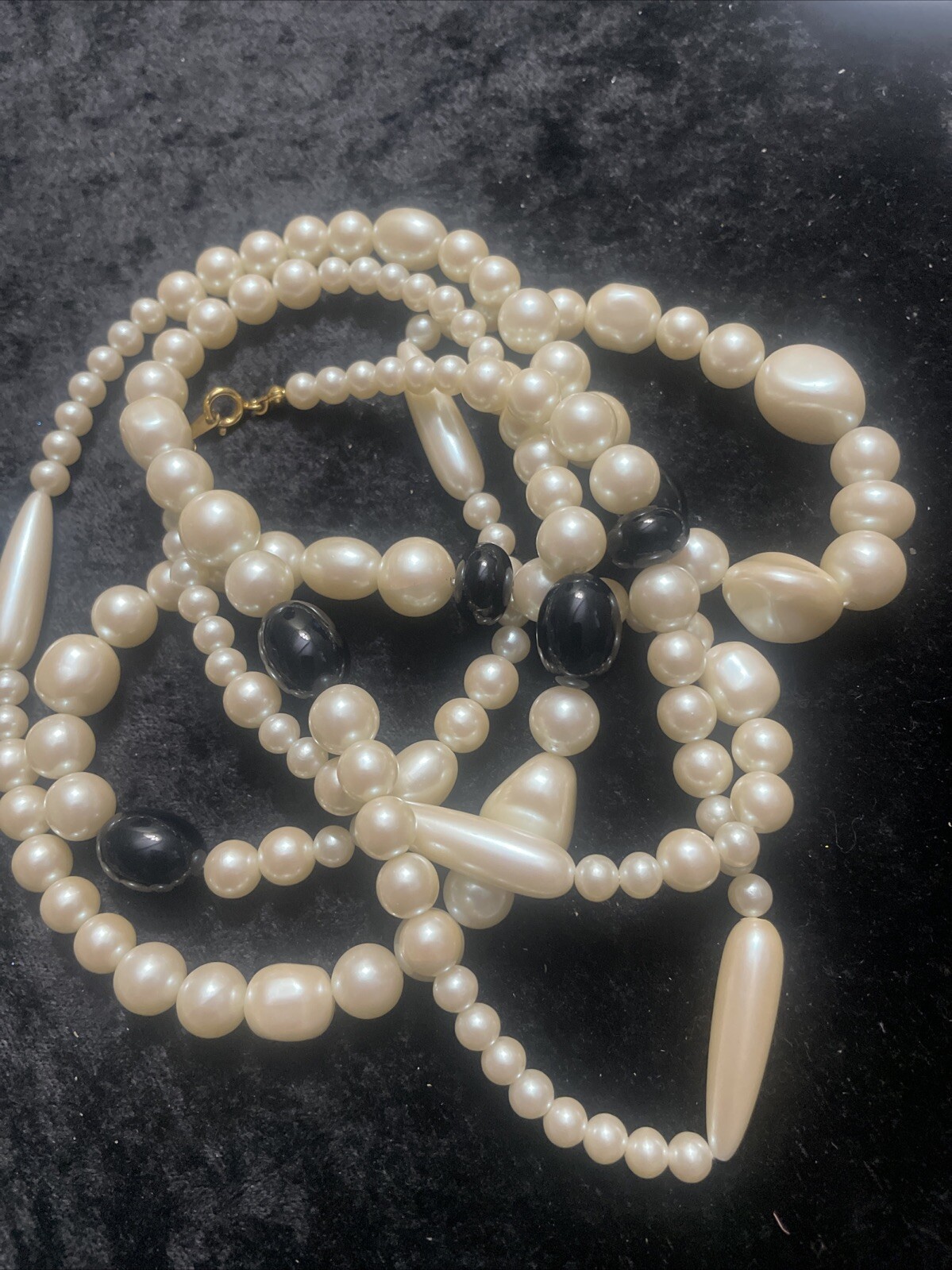 Vintage Different shapes and sizes Faux Pearls Necklace 52 Inch