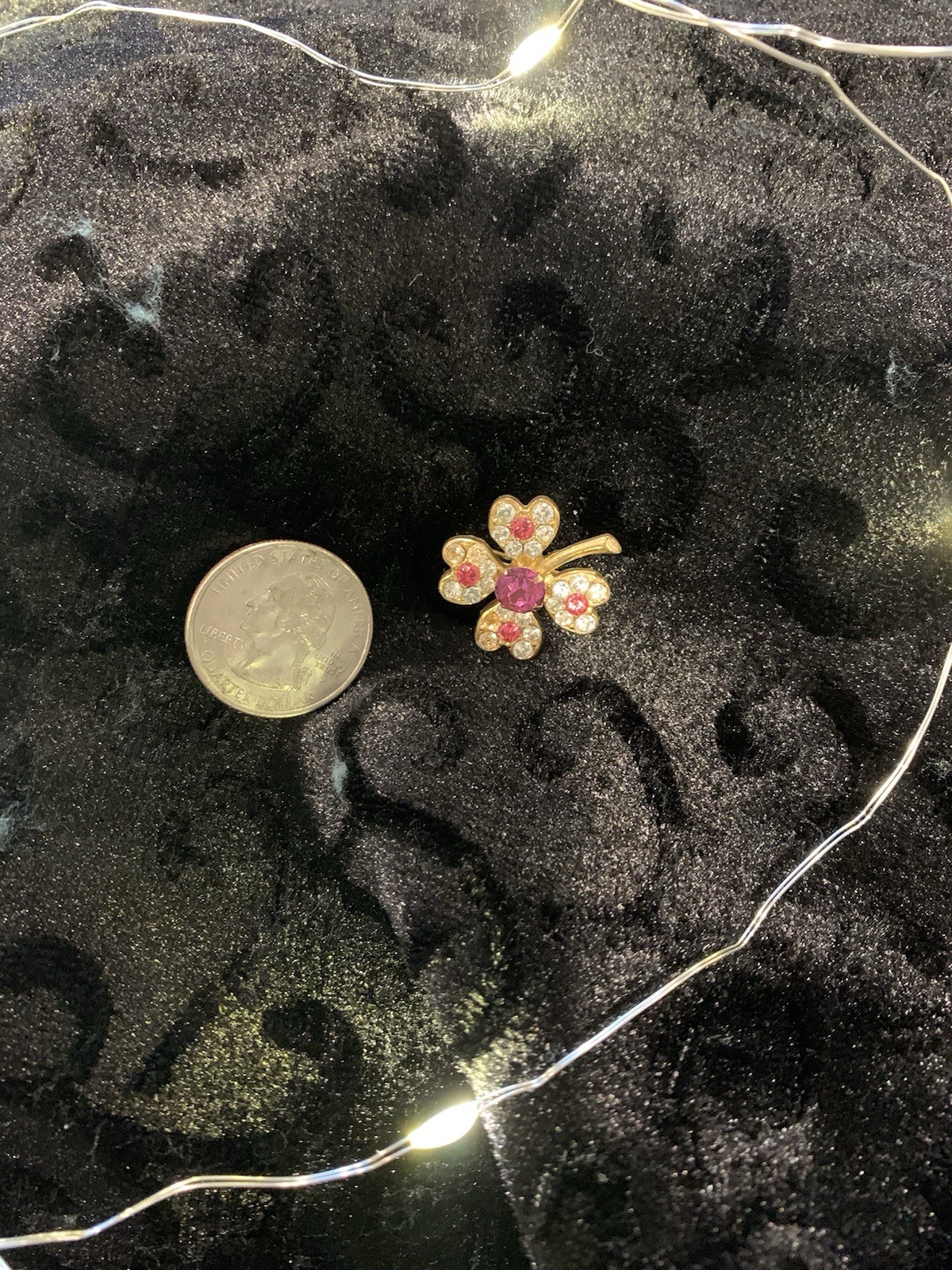 Vintage Gold And Pink Tone Heart Flower Pin