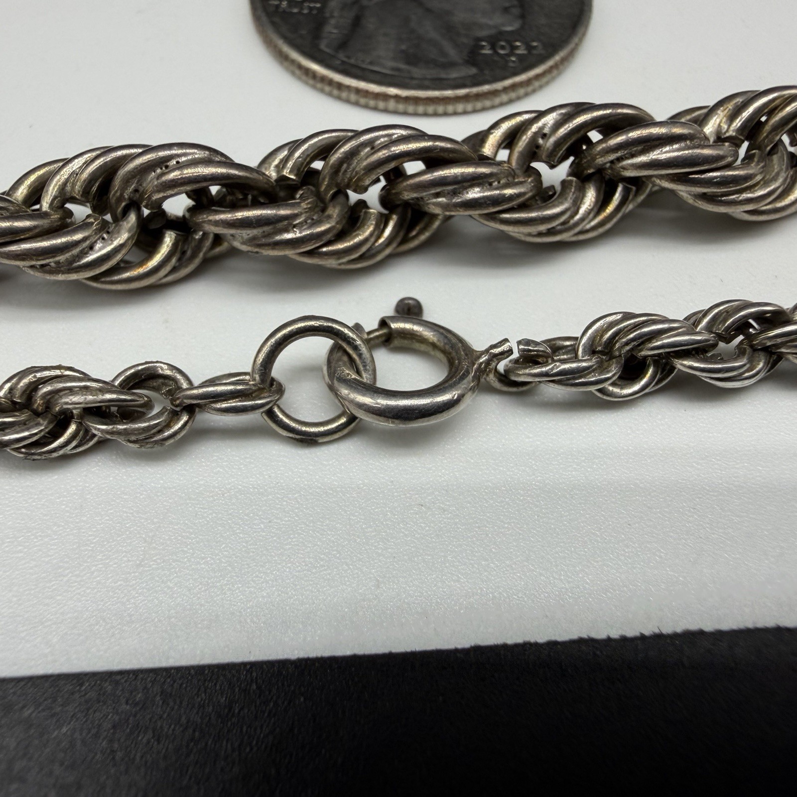 Vintage Chunky Sterling Silver 4.3mm-7.5mm Graduated Rope Chain 19″ Necklace 44g