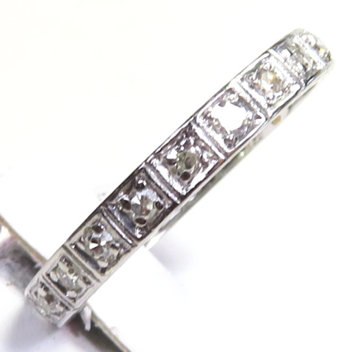 Antique Art Deco 1920’s Wedding Eternity Platinum Band Size 5.5 UK-K1/2 EGL USA