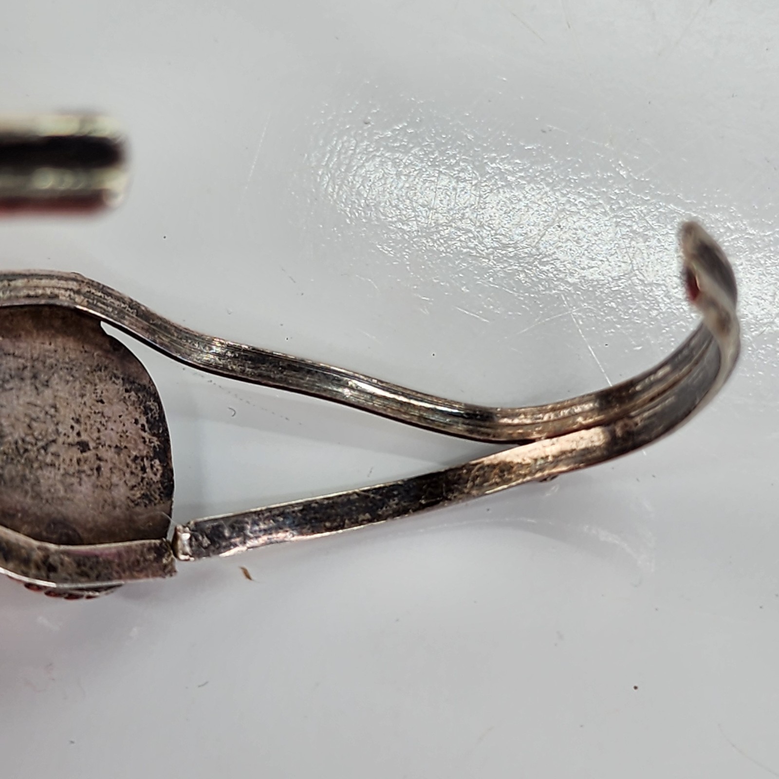 Vtg Mother of Pearl Bracelet Ring Set Silver Tone Boho 1980s READ Repairs Needed