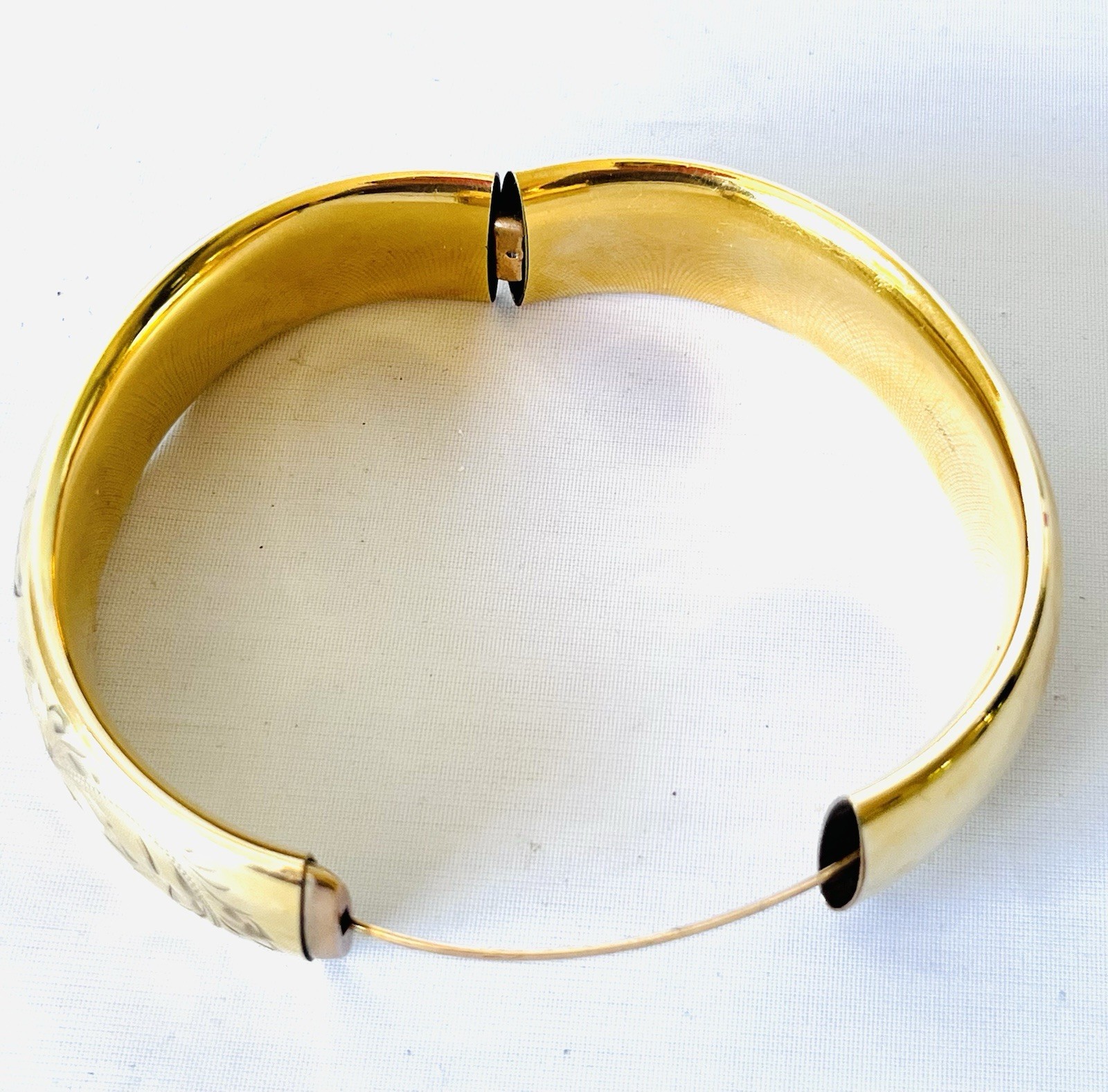 Vintage Gold Filled Etched Hinged Bangle Bracelet Victorian 1/20 12 K Gold