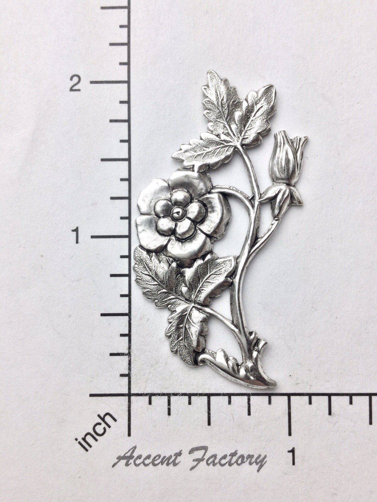 30094 Matte Silver Oxidized Victorian Floral Spray Jewelry Finding