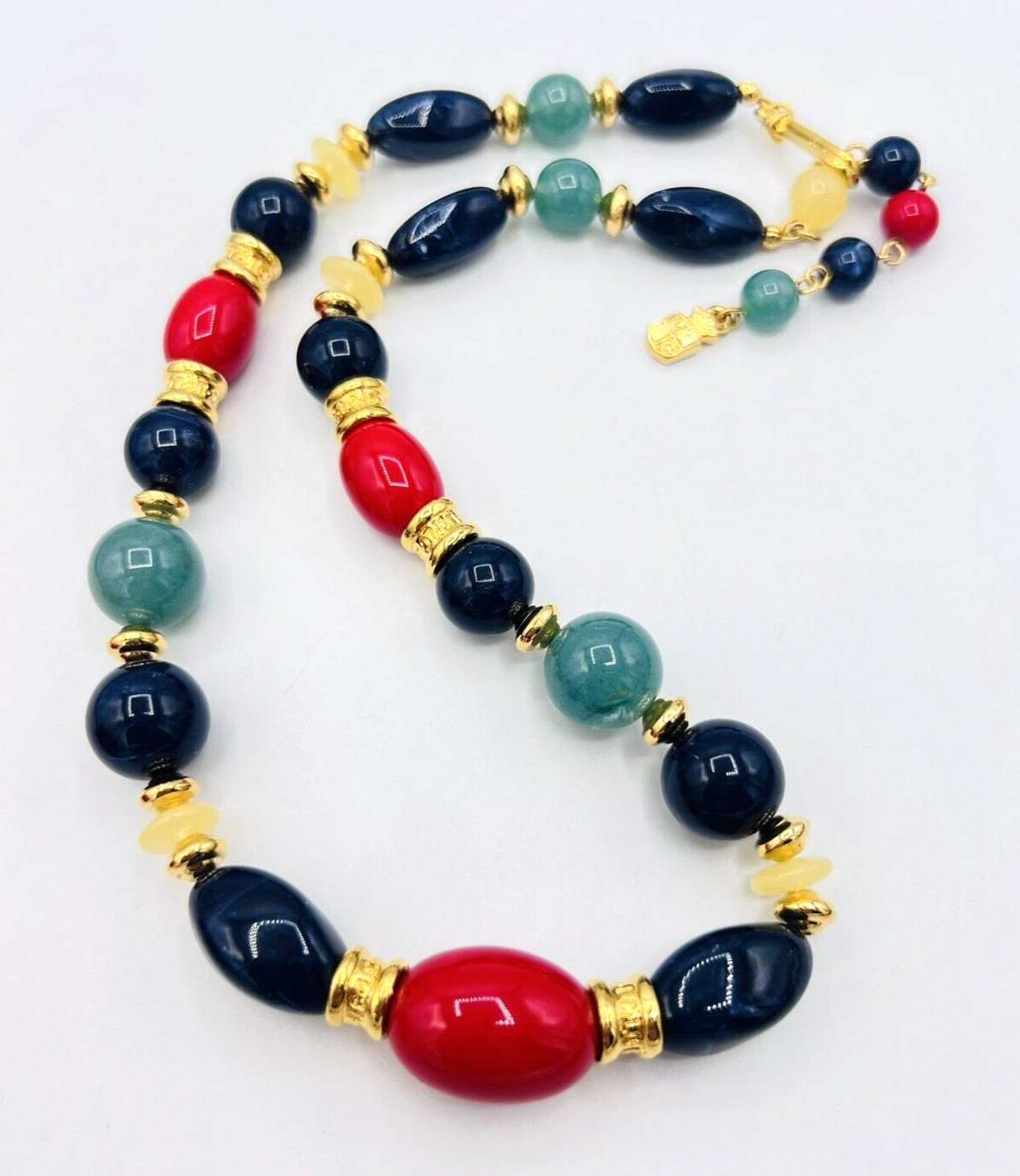 Vintage Liz Claiborne Multicolor Beaded Choker Necklace 17 – 19 in