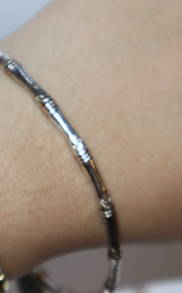 Vintage Silver Bamboo Bangel with Copper Color Inside