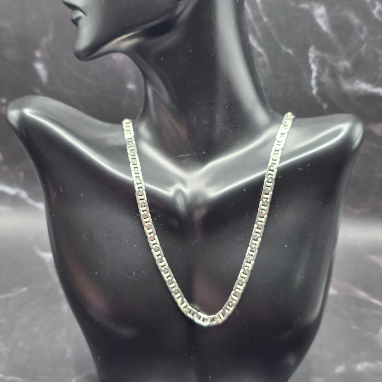 Vtg 1970s Italian 925 Sterling Silver Mariner Anchor Flat Link Chain