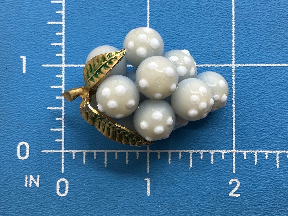 Vintage Forbidden Fruit Lucite Brooch Light Blue Grape Cluster Pin READ