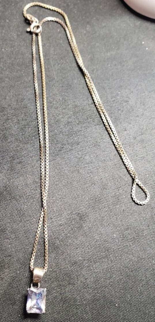 Blue Purple Stone? Sterling Silver Chain Vintage Jewelry