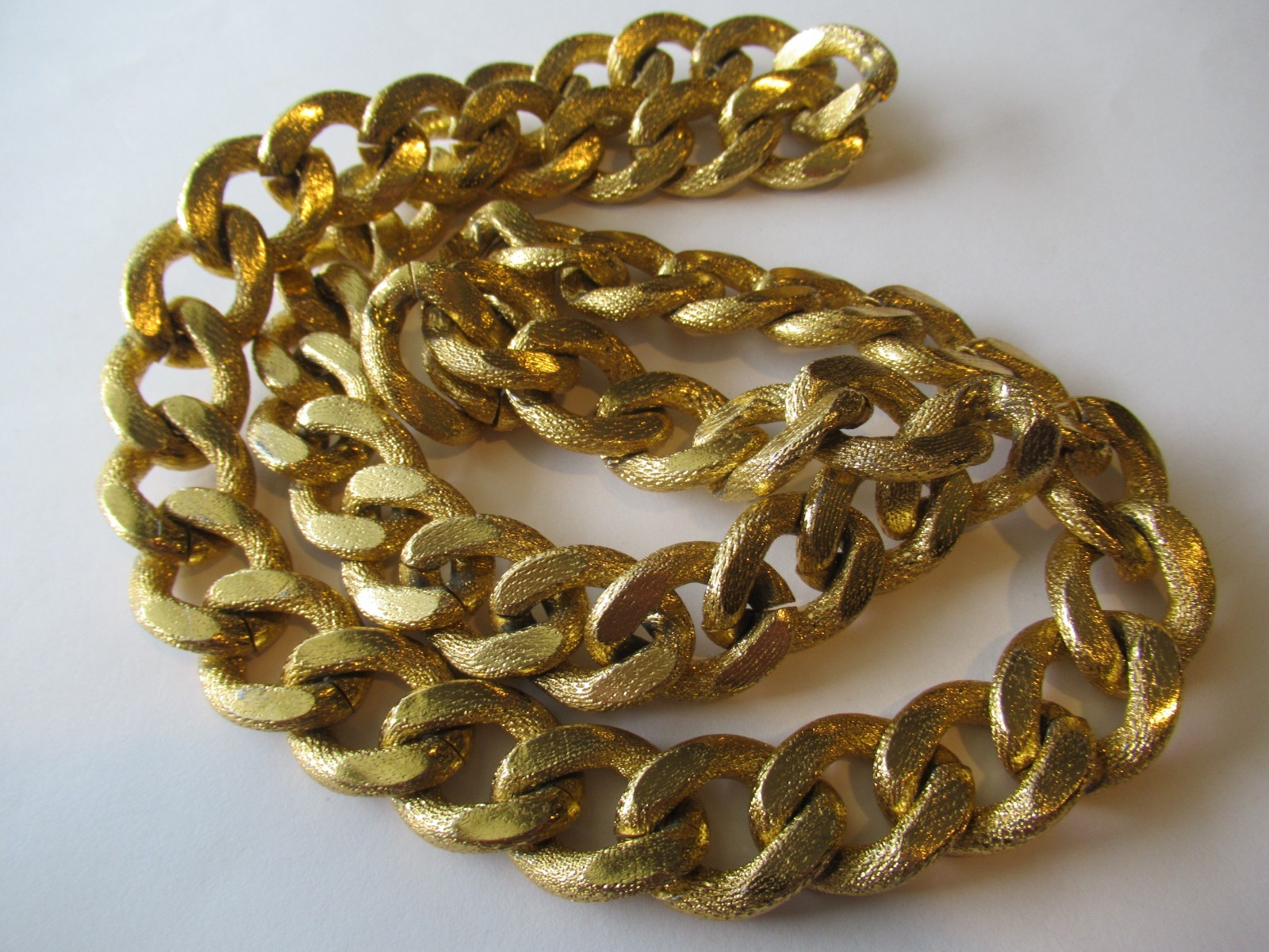 Vintage Aluminum gold plate chunky Chain Necklace