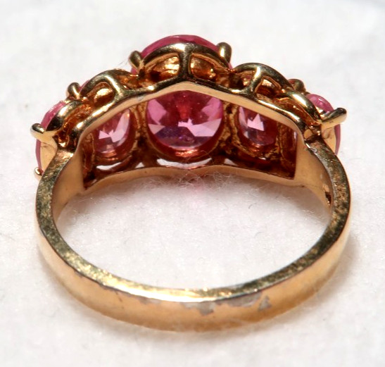 VINTAGE STUNNING STERLING SILVER PINK CZ RING ~ SIZE 7