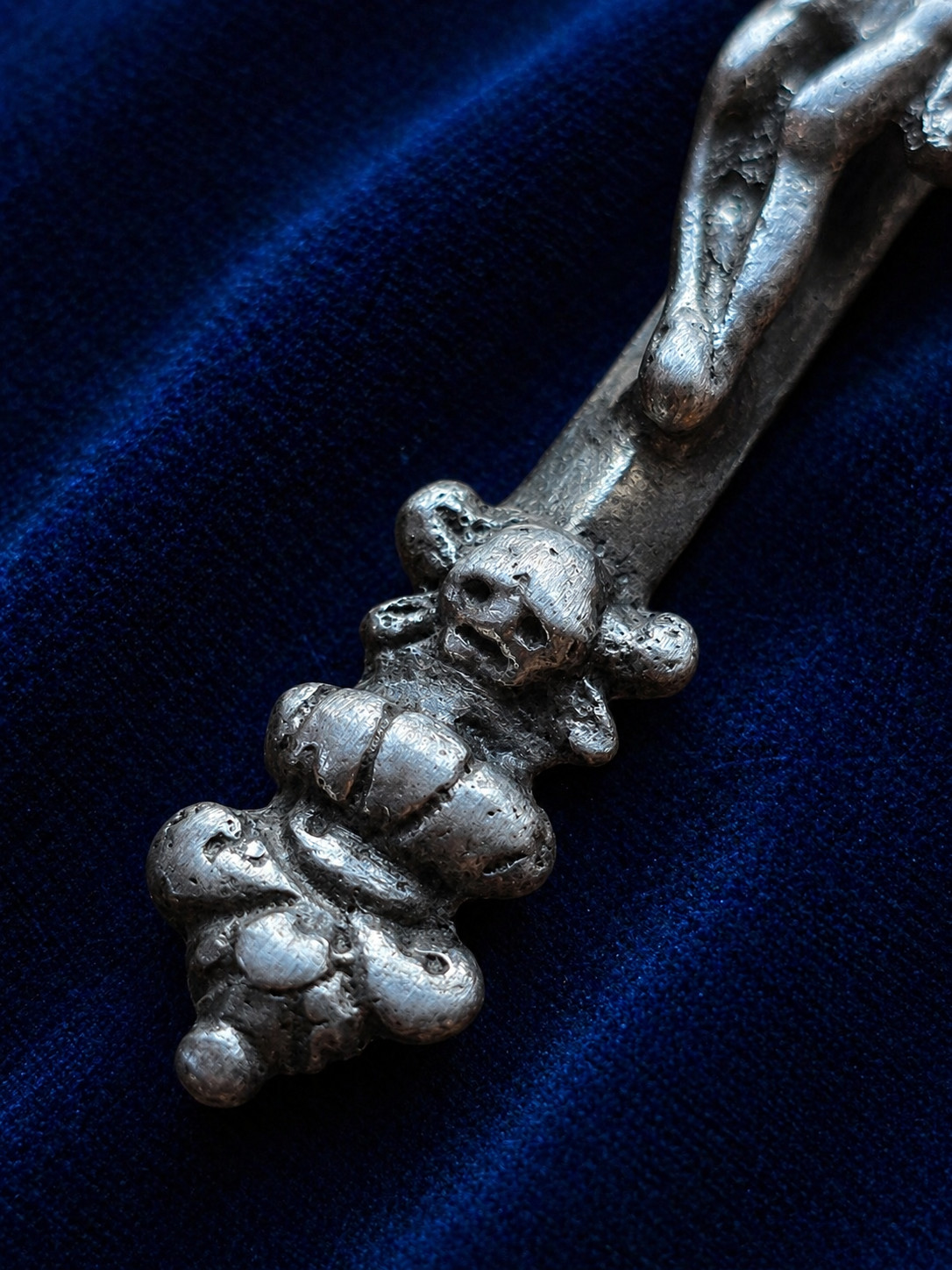 Large Antique Solid Silver Crucifix INRI Skull 18th Century Baroque Rare Religio