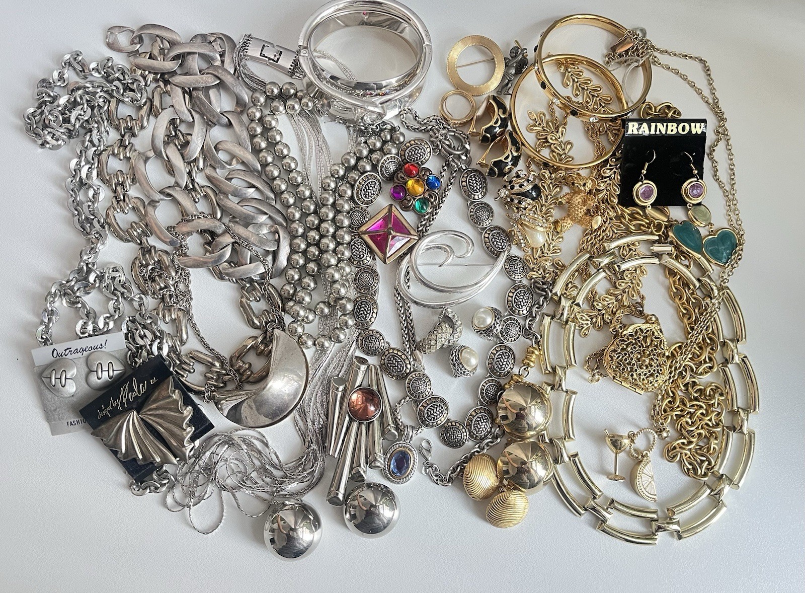 Vintage Jewelry Lot Monet Trifari Art Brooch Necklace Earrings 1960-1990’s