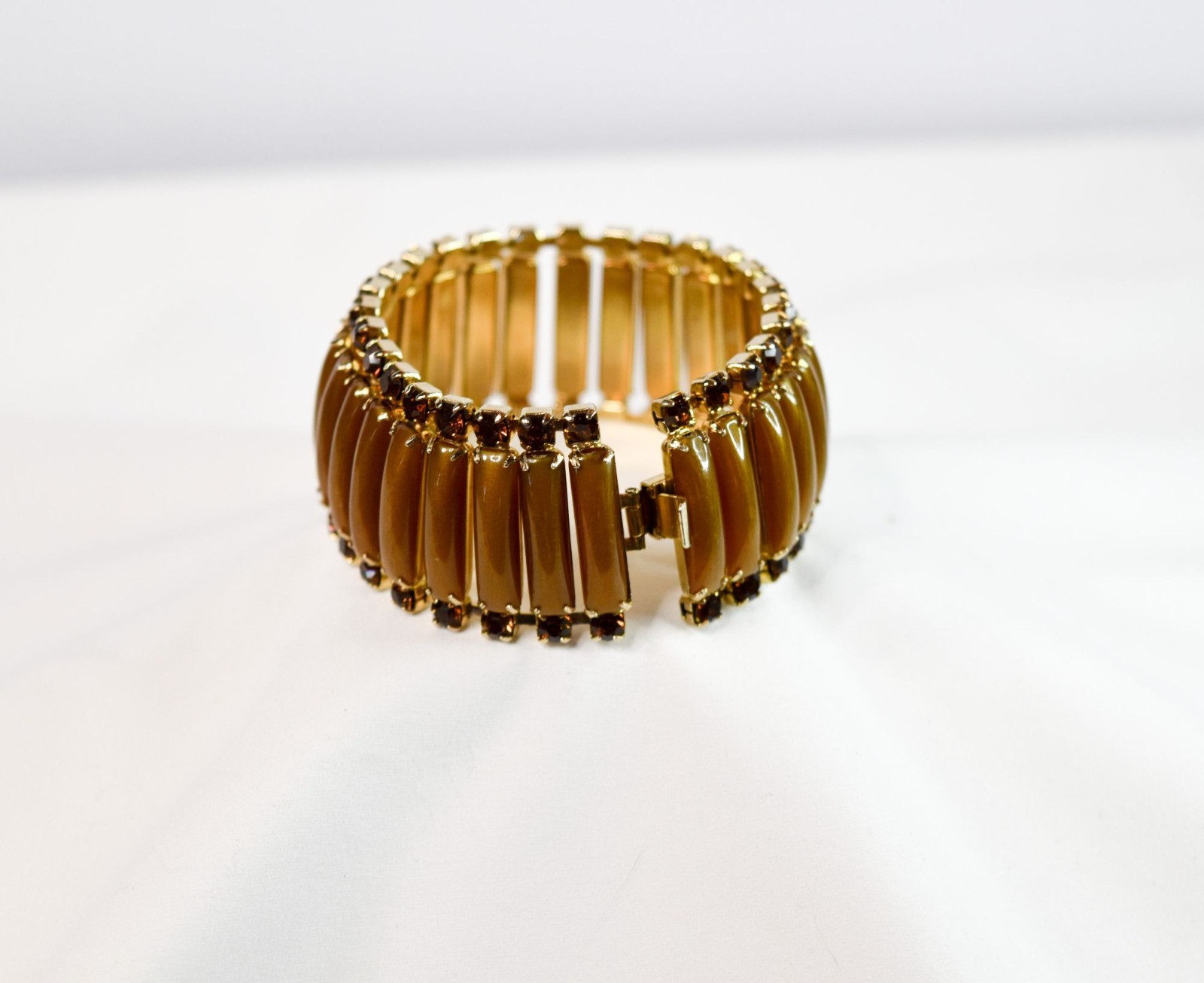 Vintage Brown Rhinestone Gold Tone Bracelet