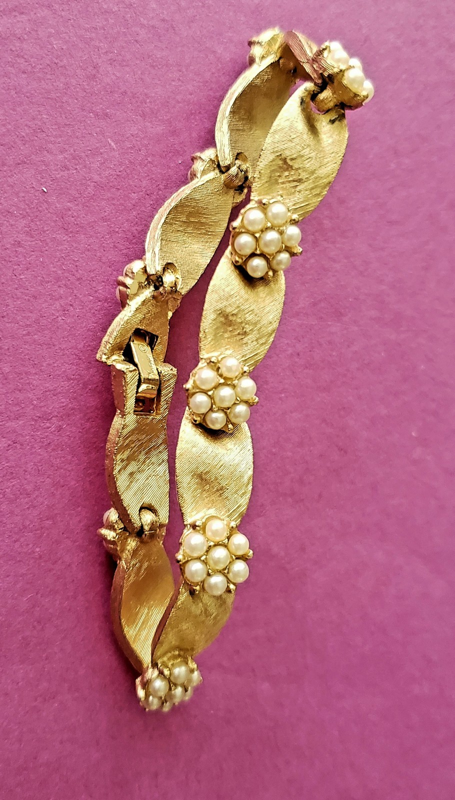 Vintage Crown Trifari Gold Plate Birthday Ribbon Bracelet