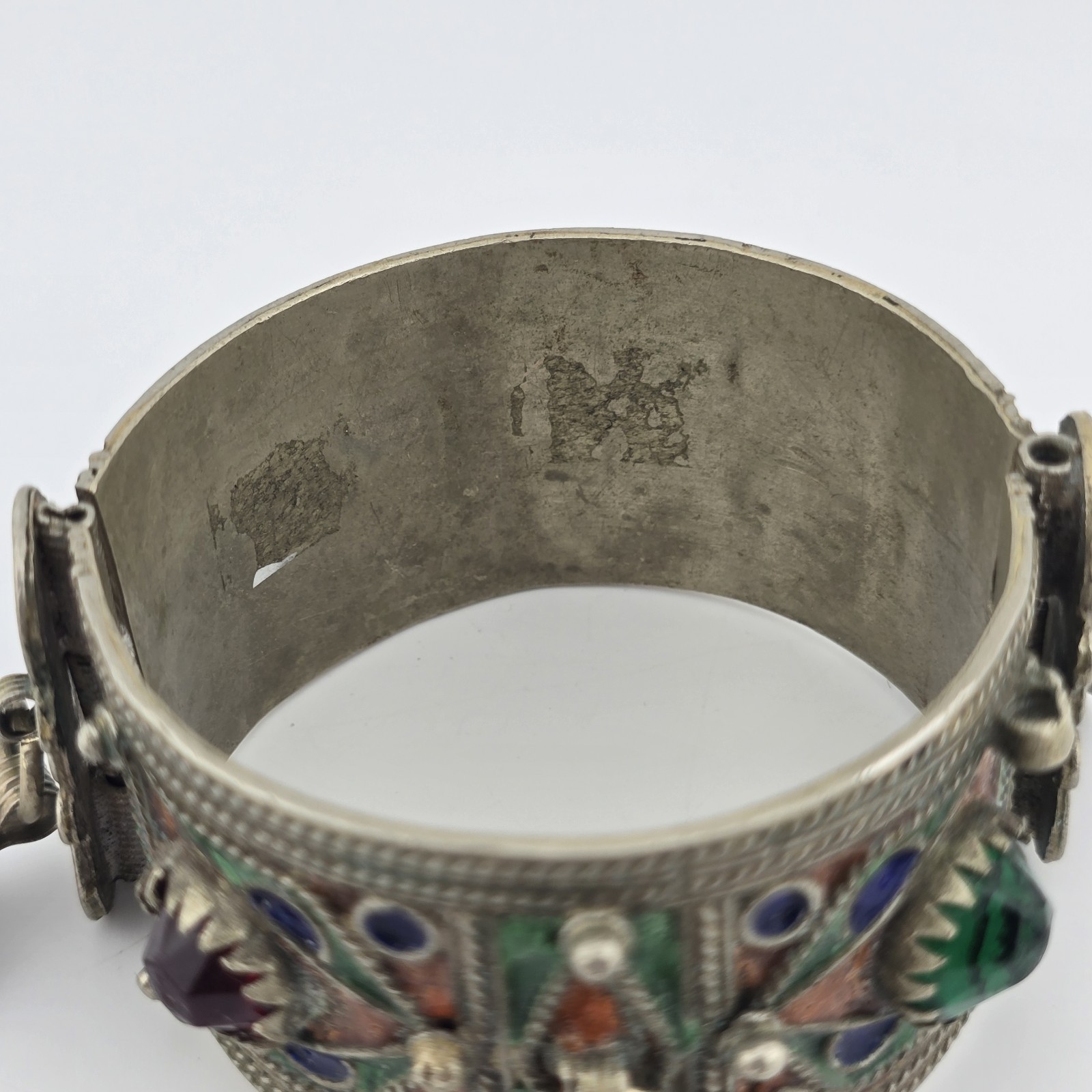 Vintage Berber Moroccan Style Enamel Cuff Bracelet Ethnic Tribal Coin Bangle