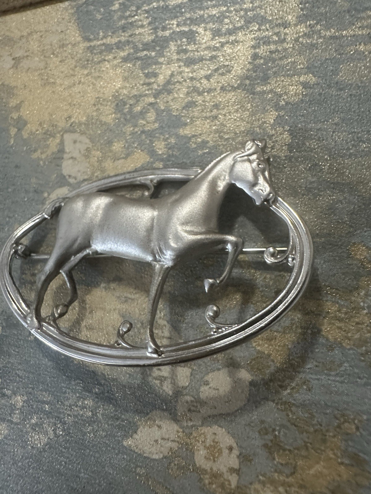 Vintage Equestrian Sterling Silver Horse Pin Brooch