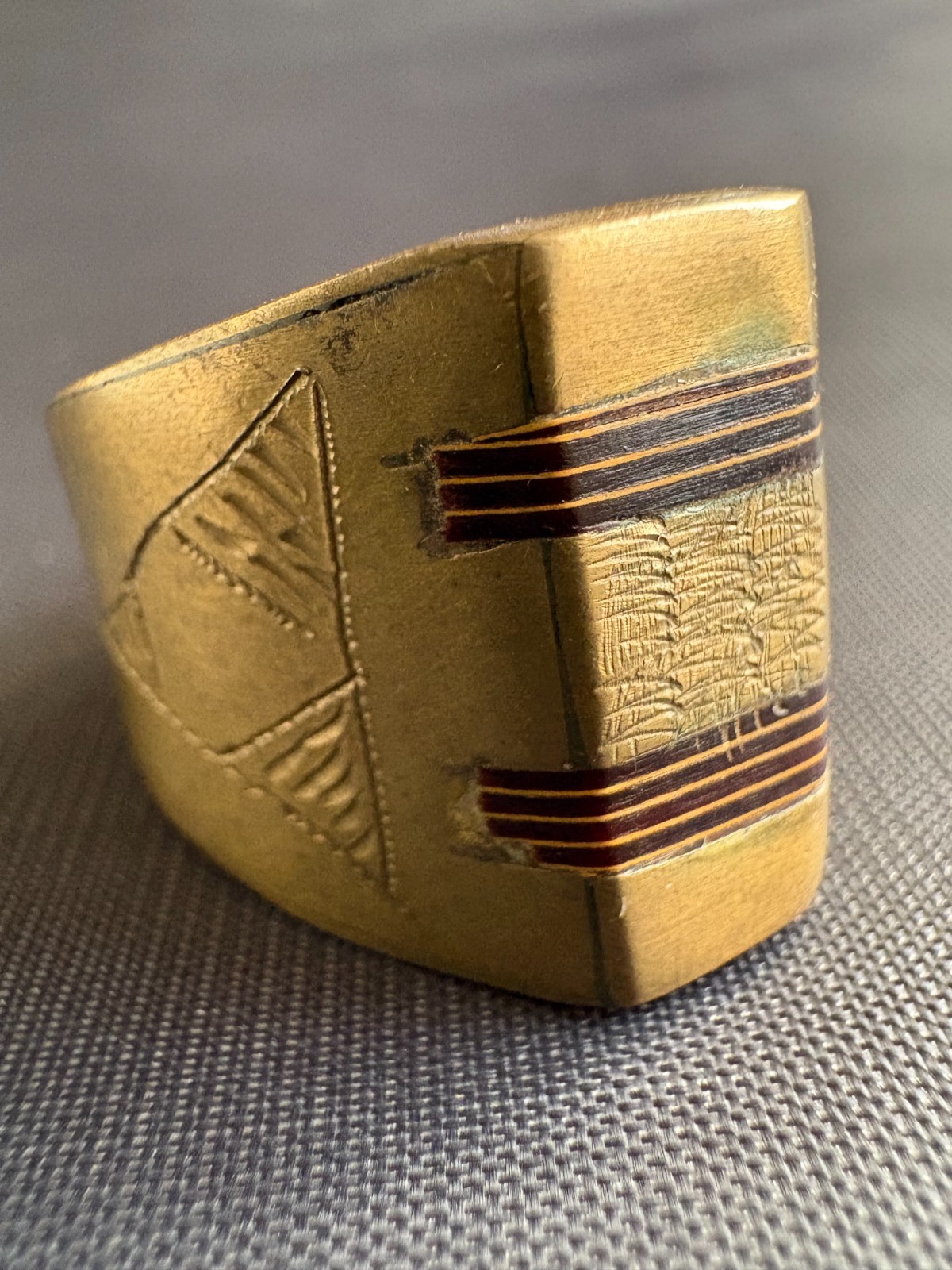 Vintage Moroccan Tuareg Brass Ring Berber Sahara Handmade Ring Size 9.75 US
