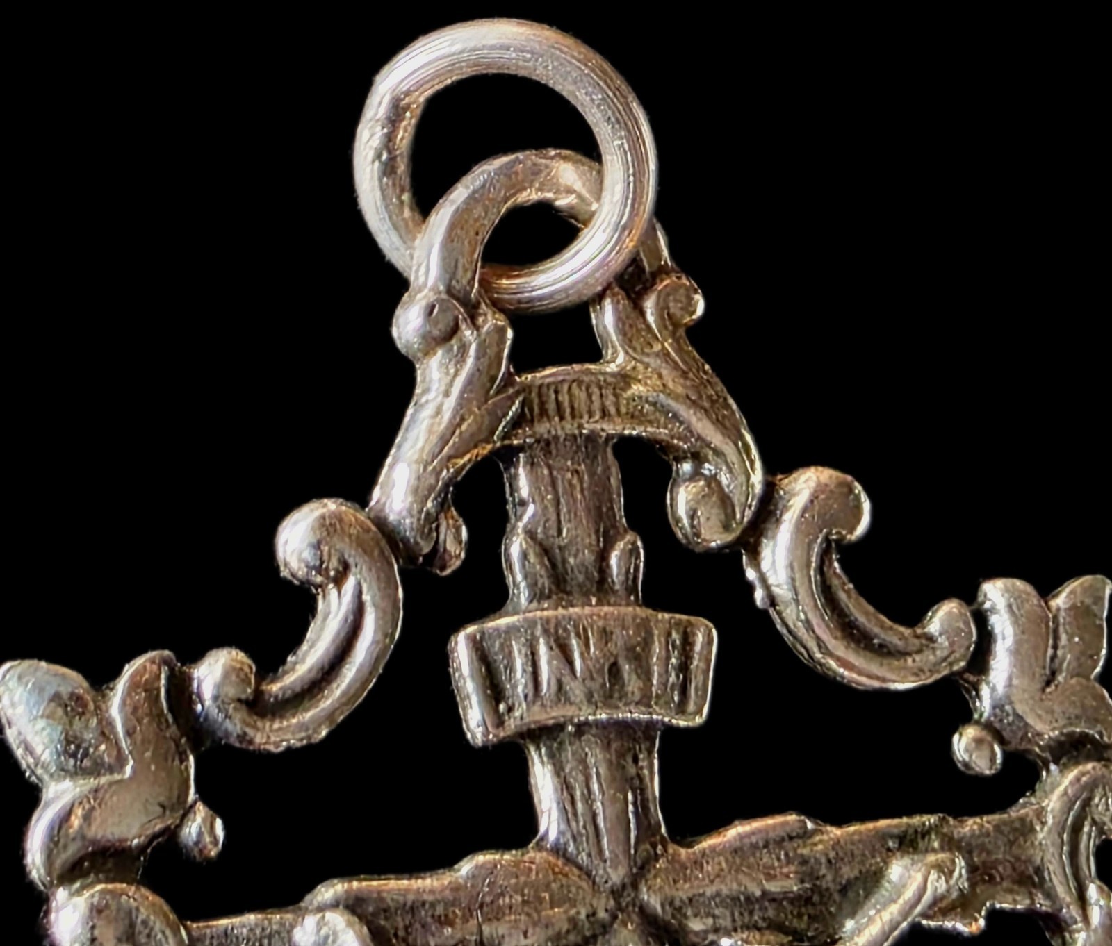 Fine Antique 19Th Century Silver Calvary Virgin Mary Jesus Pendant C 1875