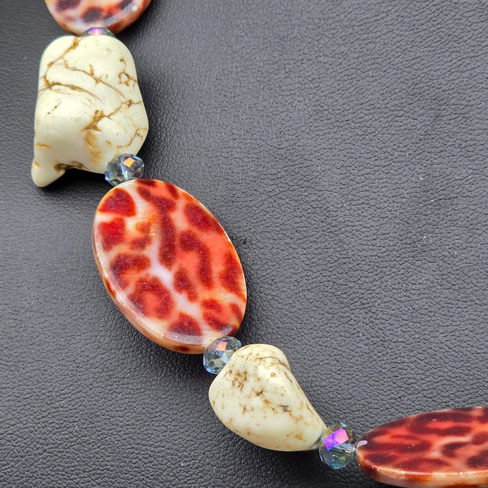 Vintage Beaded Necklace Lot Statement Wood Acrylic Glass Earthy Boho 5 Pieces