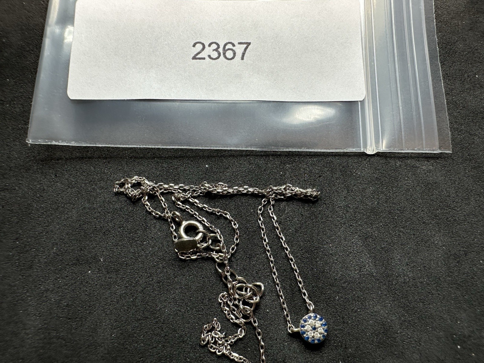 1.52g Vintage Sterling Silver 925 Blue Adjustable Pendant Necklace 18 in M