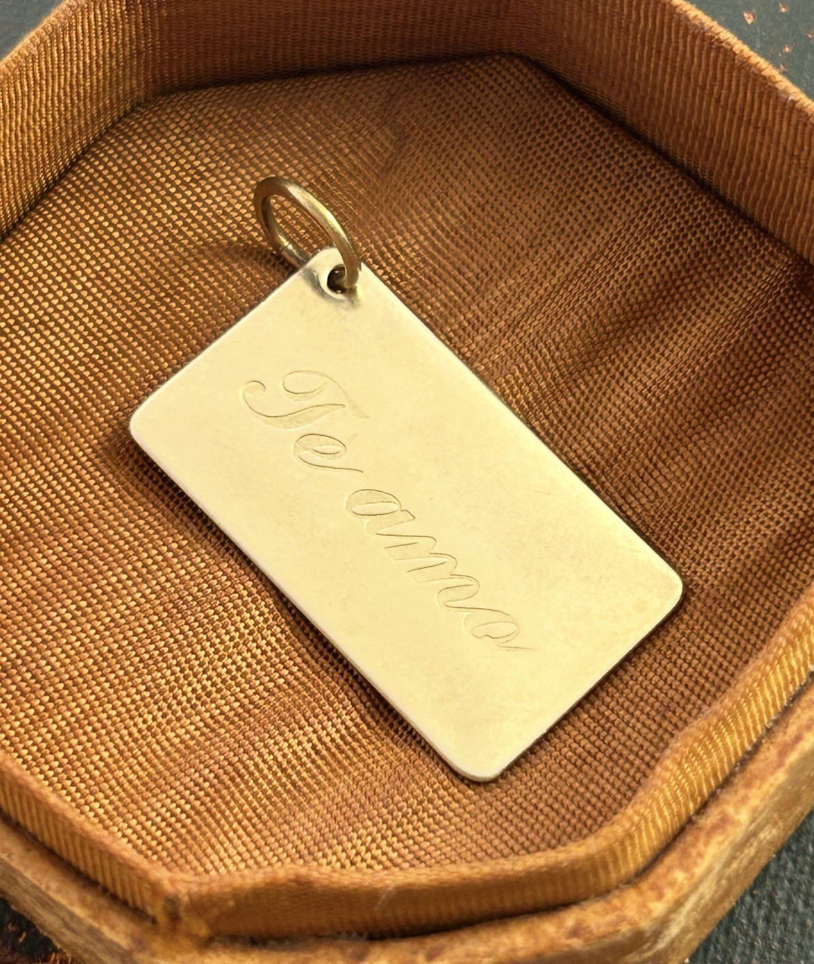 Vintage Charm I Love You Te Amo Necklace Pendant Brass Jewelry Gift For Women