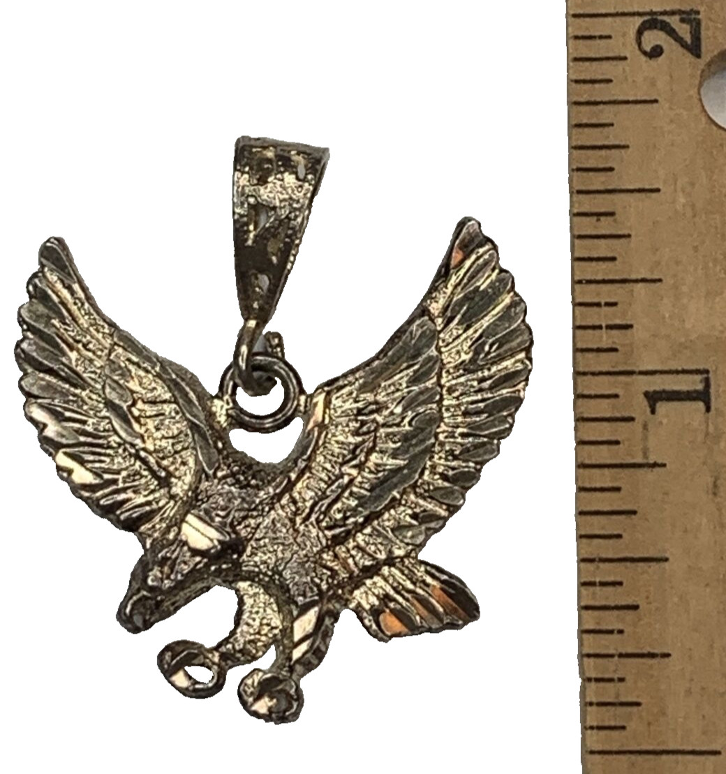 Vintage Sterling 925 Gold Vermeil Open Wing Flying Eagle USA Patriotic Pendant