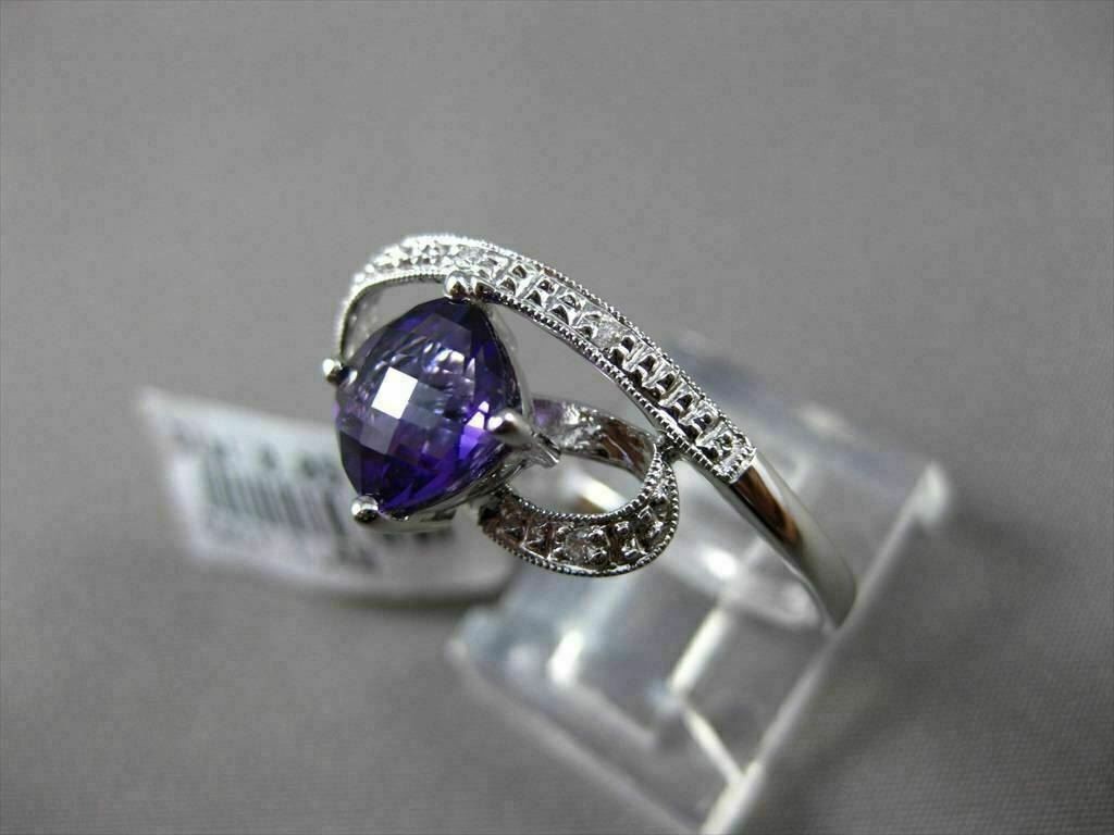 ESTATE LARGE 1.52CTW DIAMOND & AAA AMETHYST 14KT WHITE GOLD FLOATING 3D RING