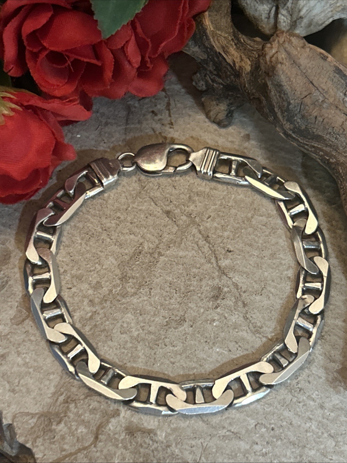 28. Vintage Sterling 925 Mariner Link Chain Bracelet 8 3/4″. 29.1g. Italy Unx