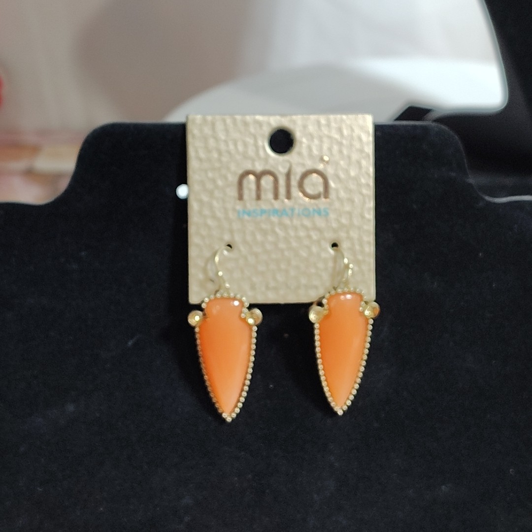 Vintage Dangle Earrings Orange Statement Boho Modernist Funky By Kim Min Sun