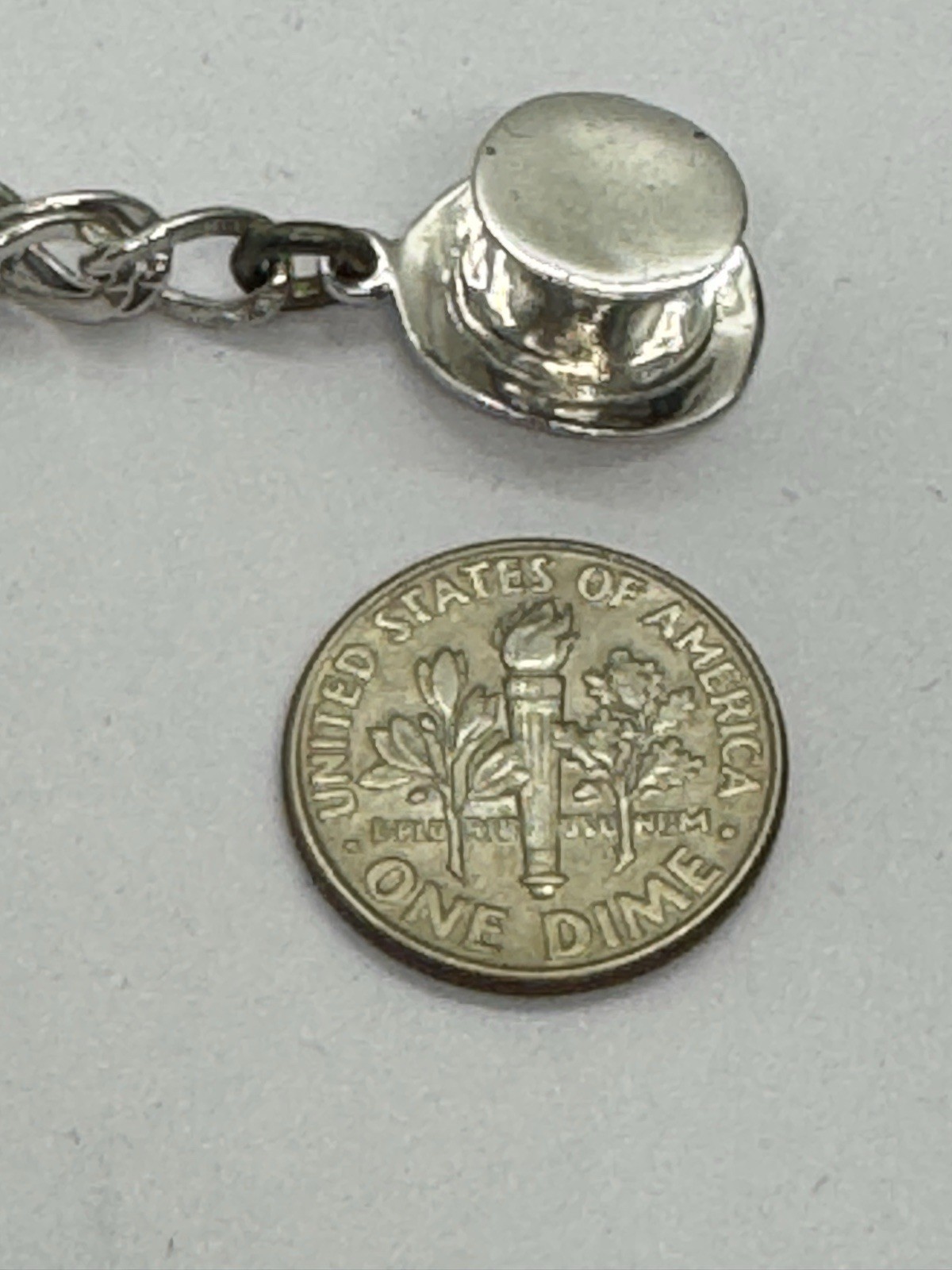 Vintage Sterling Silver Top Hat Charm Bracelet 7″