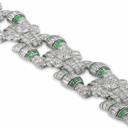 Important French Retro Style Fancy Lozenge-Shaped Links Cubic Zirconia Bracelet