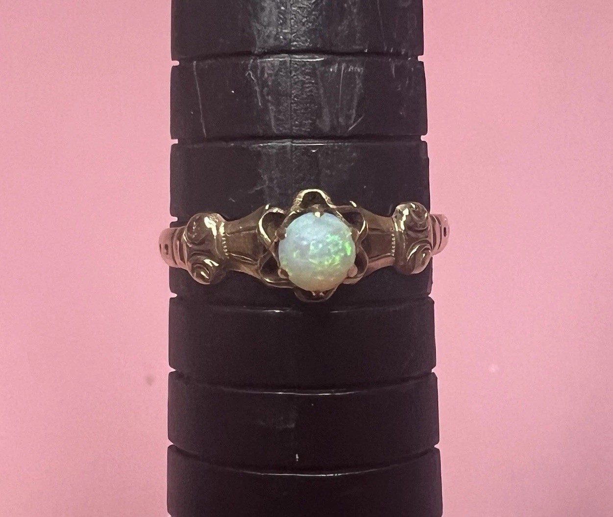 Victorian Antique Opal 10k Yellow Gold Ring Size 7.25 Reduced! Intricate Belt