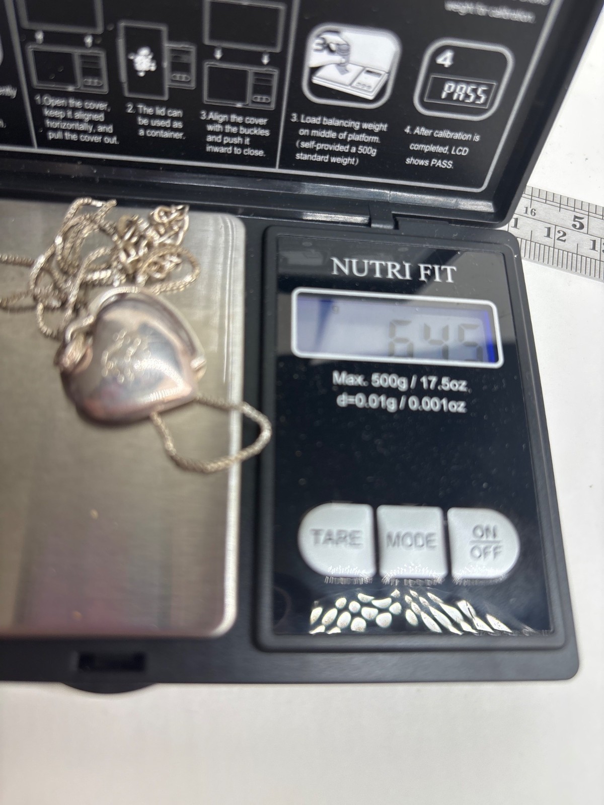 Vintage Sterling Silver Locket & Chain | Monogrammed | Original Photo | 6.45 g