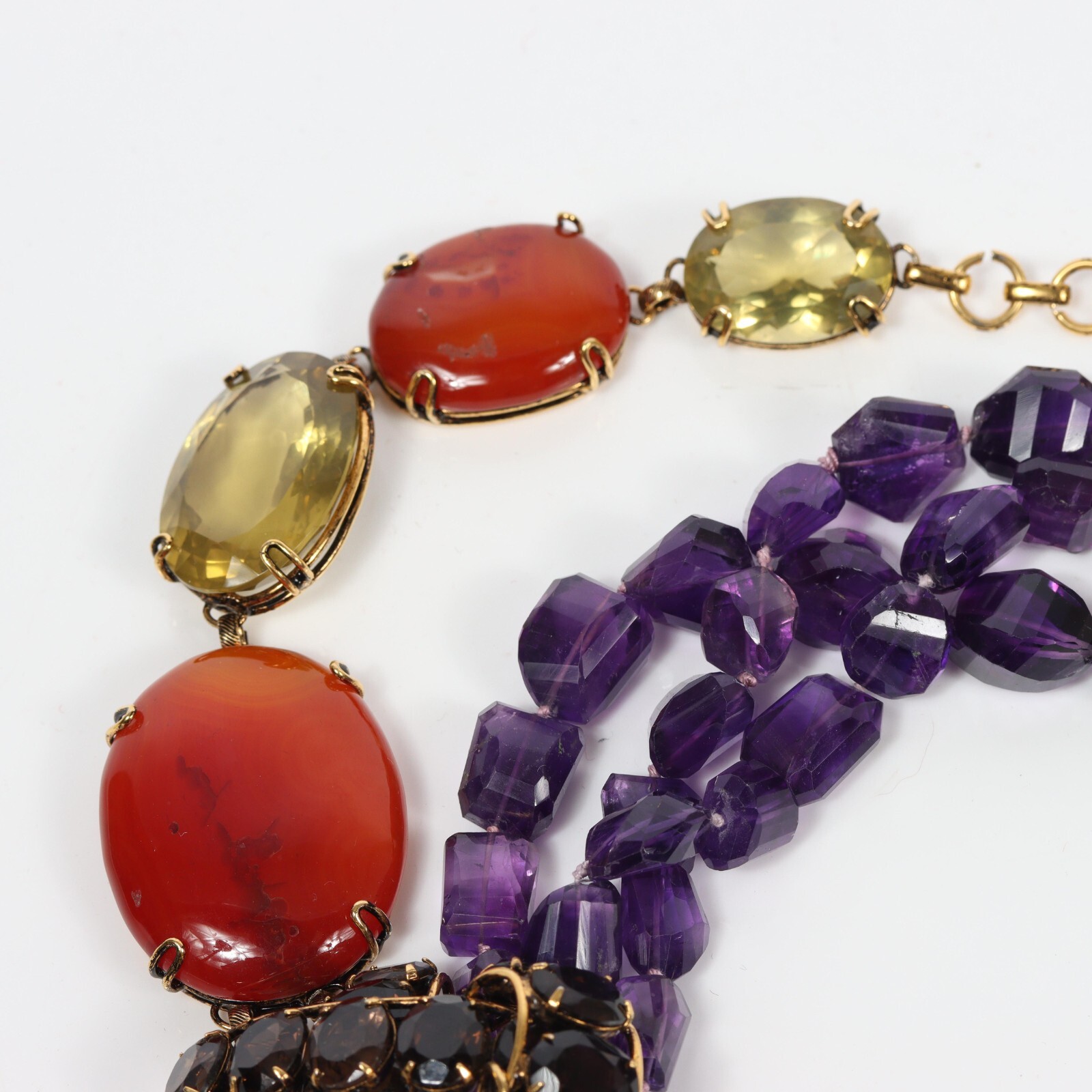 IRADJ MOINI Semi-Precious Multi-strand Amethyst, Agate and Smoky Quartz Necklace