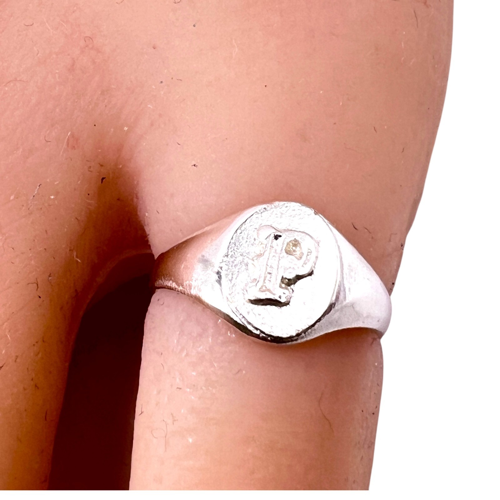 Initial Letter P Signet 925 Sterling Silver Child Woman Pinky Ring Size 3.5