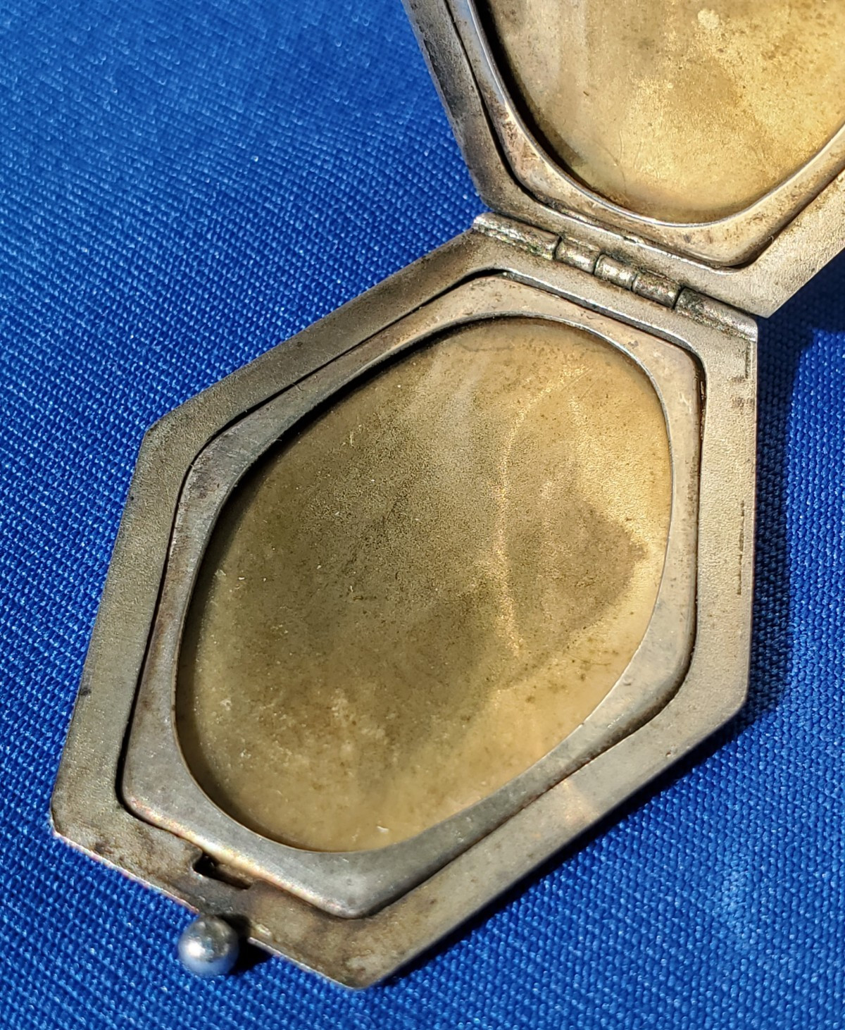 ORIGINAL Antique Deco STERLING SILVER 925 Pendant Vintage Hexagon Lozenge Locket