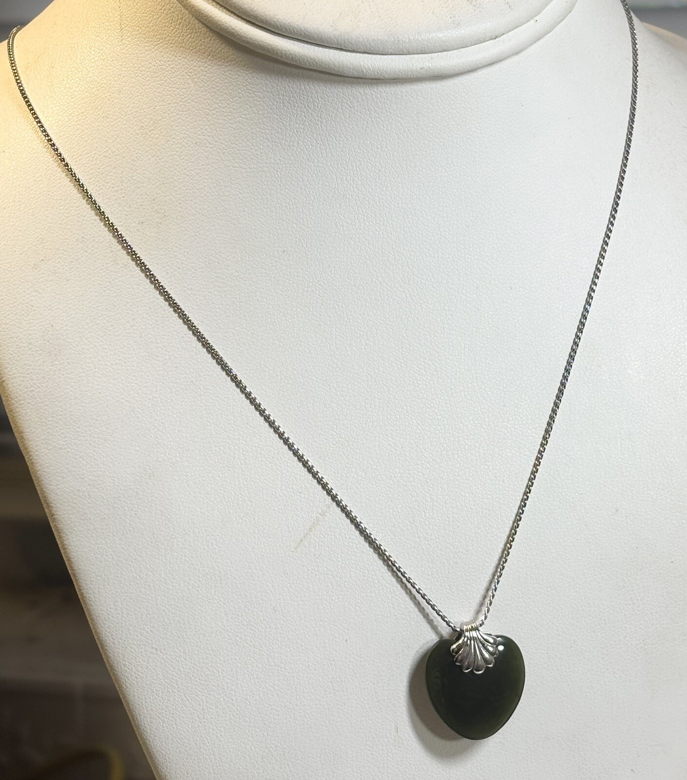 Vintage Avon Sterling Silver Heart Necklace 18” 3/4” Pendant