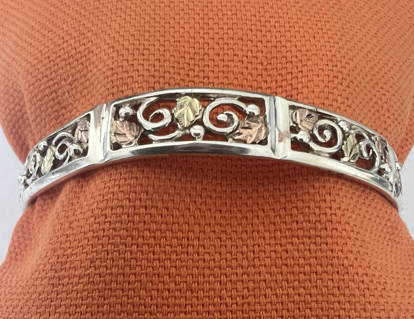 Vintage Sterling Silver & 12 K Gold Tri – Color Adjustable Bracelet.