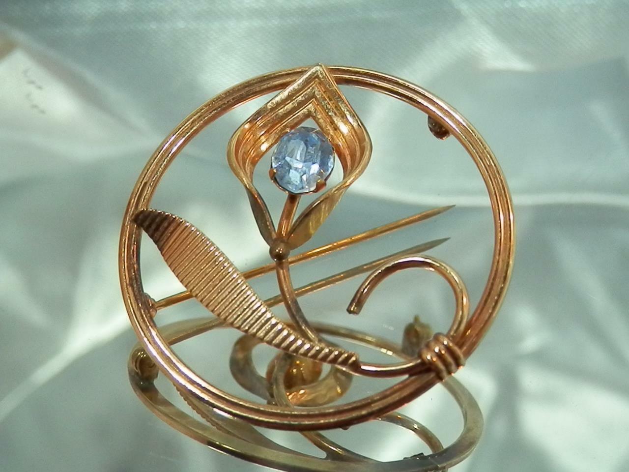 Art Deco Van Dell 12K Gold Filled Rhinestone Eternity Vintage 40’s Brooch 900s1