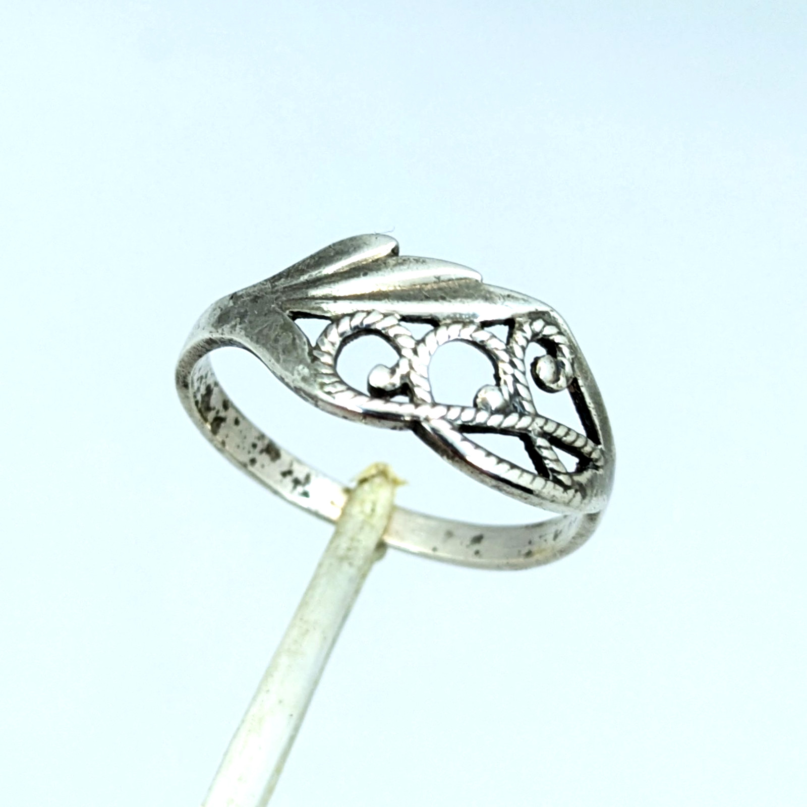 Vintage Elegant Soviet RING Silver⭐925 stamp Star USSR-size: 9US (19mm) | UA #92