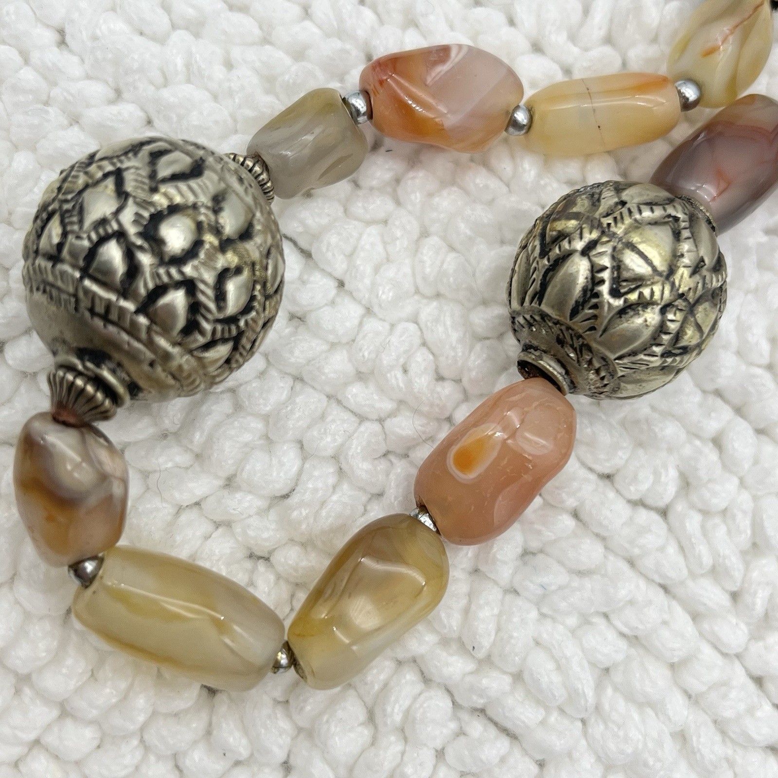 Vintage Agate Necklace Multicolor Stones Beach Boho 24″