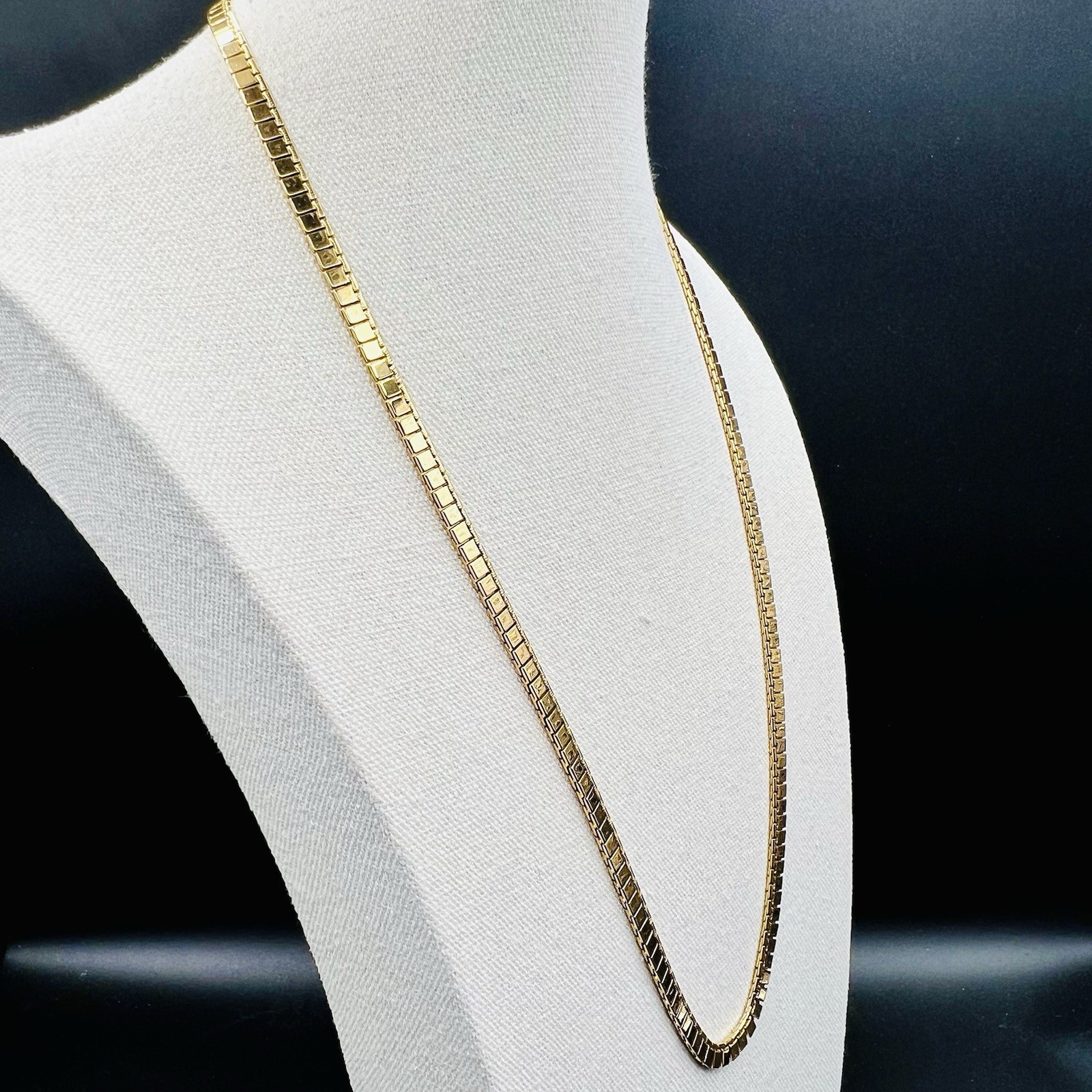 Monet Gold Tone Articulated Tile Link Necklace 27” Signed Vintage Statement Bold