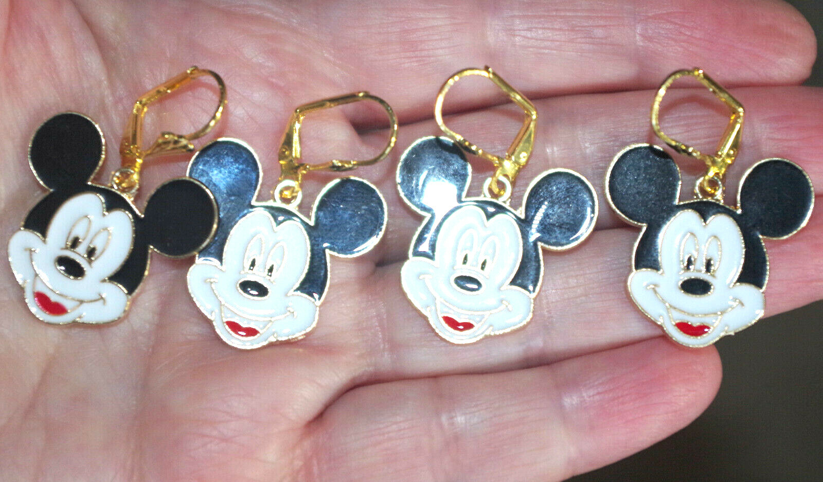 Old Stock Micky Mouse Leverback Earrings 14k Gold Filled
