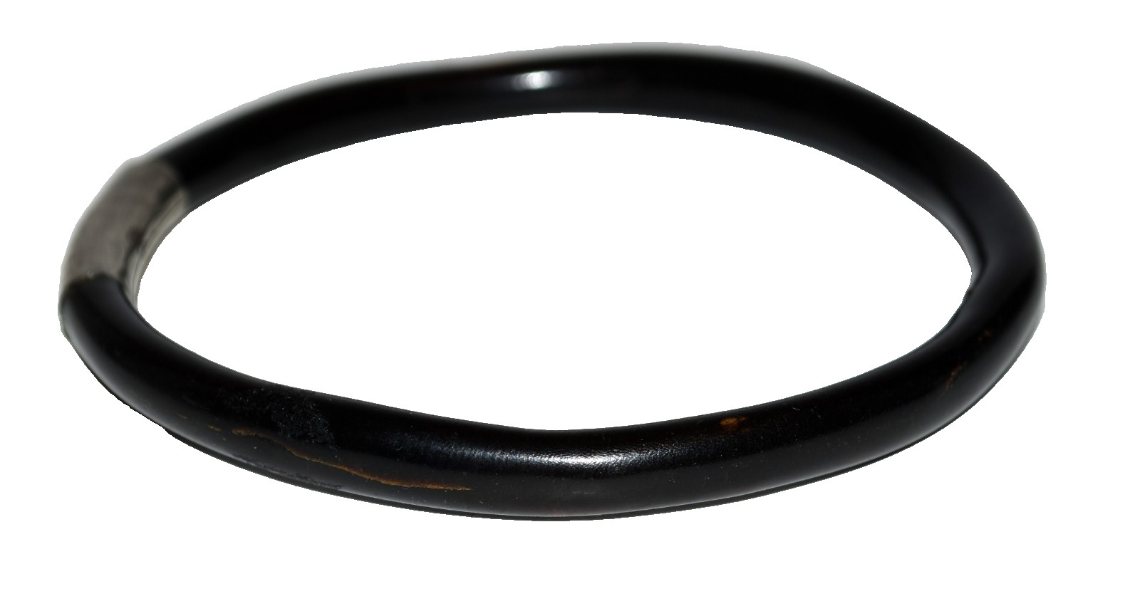 Vintage Hawaiian Black Coral with Engraved Silver Bangle Bracelet Size 8.5